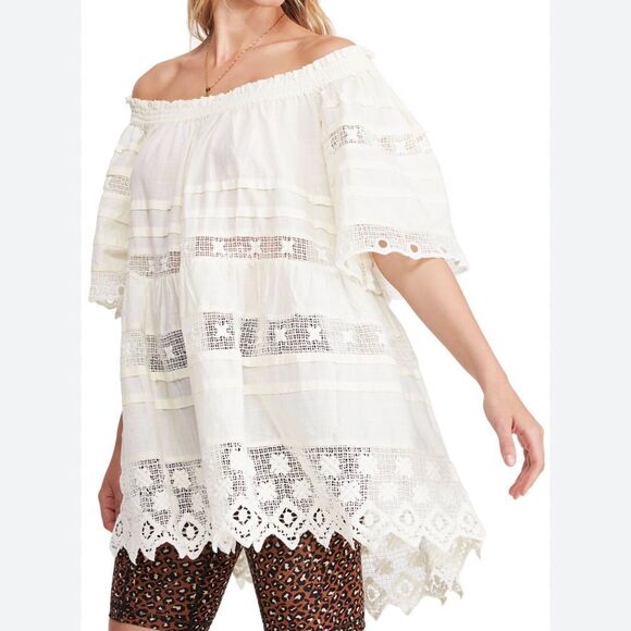 Free People Women's White Sounds of Summer Tunic Top - Picture 1 of 6